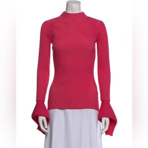 Acler Pink Ribbed Long Sleeve Top